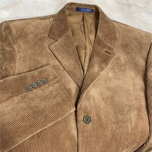 VALONTINOR Men's Wide Wale Corduroy Blazer Jacket Tan Single Breasted Sport Coat